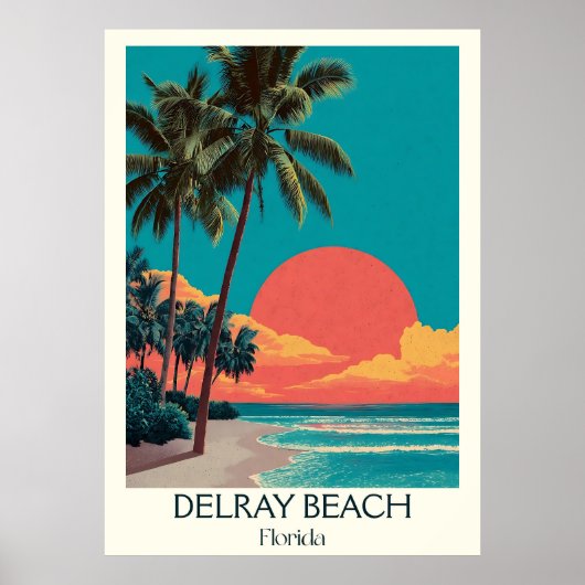 Delray Beach Florida  Sunset Travel Art Poster (Voorkant)