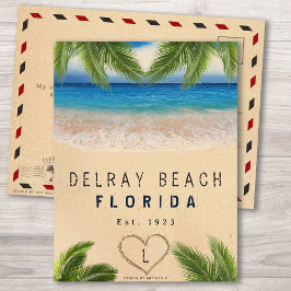 Delray Beach Florida Zand Tropische palmbladeren Briefkaart