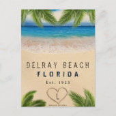 Delray Beach Florida Zand Tropische palmbladeren Briefkaart (Voorkant)