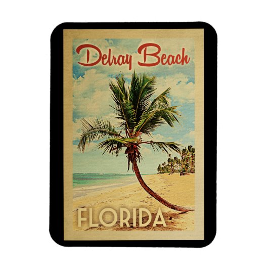Delray Beach Palm Tree Vintage Travel Magneet (Verticaal)