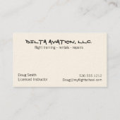 Delta Aviation Visitekaartje (Achterkant)