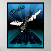Delta Blues Guitar en Keyboard Starburst Poster (Voorkant)