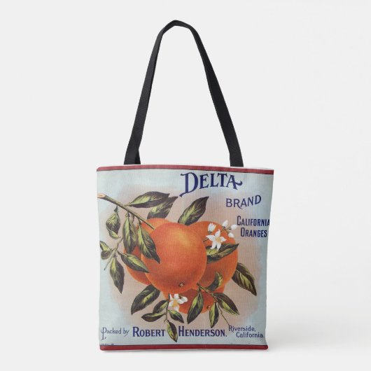 Delta Brand Sinaasappels Citrus Crate Label Tote Bag (Achterkant)