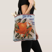 Delta Brand Sinaasappels Citrus Crate Label Tote Bag (Dichtbij)