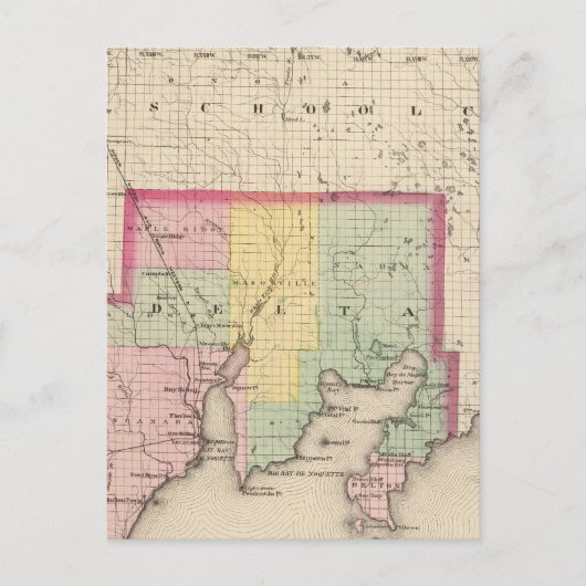 Delta County Michigan Briefkaart (Voorkant)
