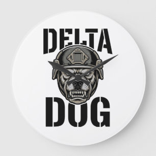 Delta Dog Bulldog Helm Vintage Gravure Ontwerp_ Grote Klok