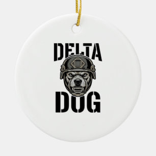 Delta Dog Bulldog Helm Vintage Gravure Ontwerp_ Keramisch Ornament