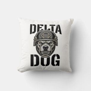 Delta Dog Bulldog Helm Vintage Gravure Ontwerp_ Kussen