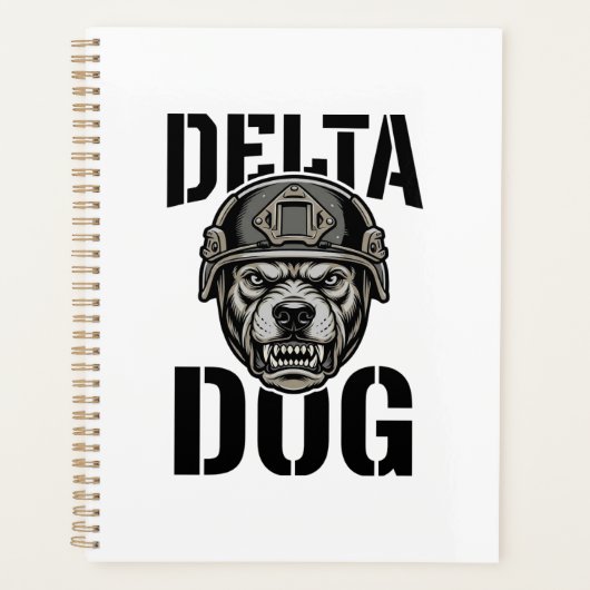 Delta Dog Bulldog Helm Vintage Gravure Ontwerp_ Planner (Voorkant)