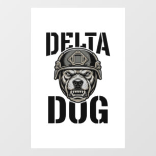 Delta Dog Bulldog Helm Vintage Gravure Ontwerp_ Raamsticker