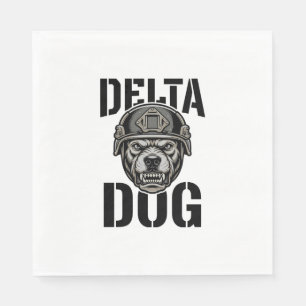Delta Dog Bulldog Helm Vintage Gravure Ontwerp_ Servet