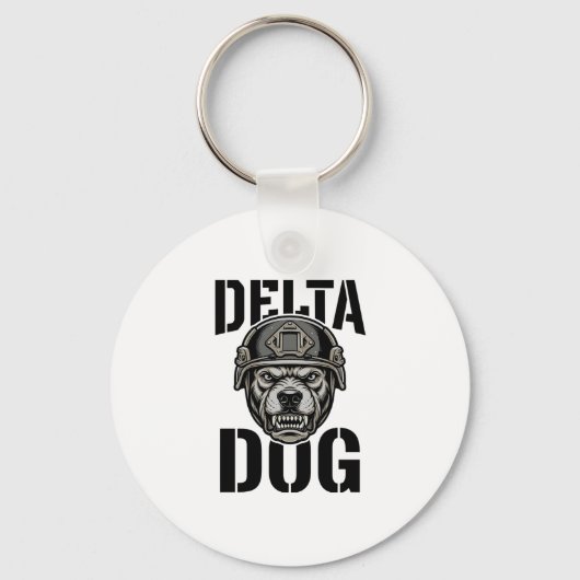 Delta Dog Bulldog Helm Vintage Gravure Ontwerp_ Sleutelhanger (Voorkant)
