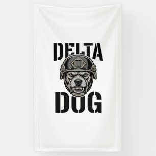Delta Dog Bulldog Helm Vintage Gravure Ontwerp_ Spandoek