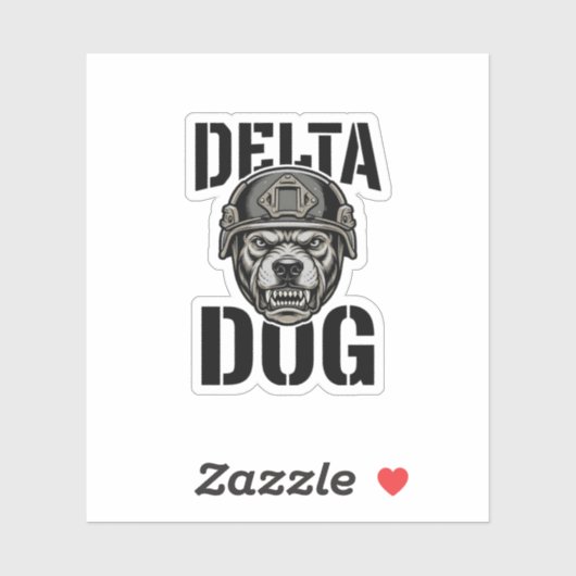 Delta Dog Bulldog Helm Vintage Gravure Ontwerp_ Sticker (Vel)