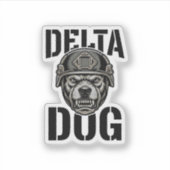 Delta Dog Bulldog Helm Vintage Gravure Ontwerp_ Sticker (Voorkant)