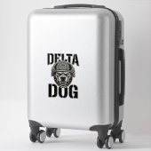 Delta Dog Bulldog Helm Vintage Gravure Ontwerp_ Sticker (Koffer)