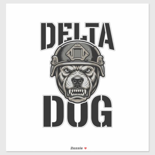 Delta Dog Bulldog Helm Vintage Gravure Ontwerp_ Sticker (Vel)