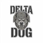 Delta Dog Bulldog Helm Vintage Gravure Ontwerp_ Sticker (Voorkant)
