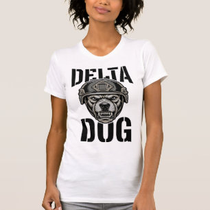 Delta Dog Bulldog Helm Vintage Gravure Ontwerp_ T-shirt