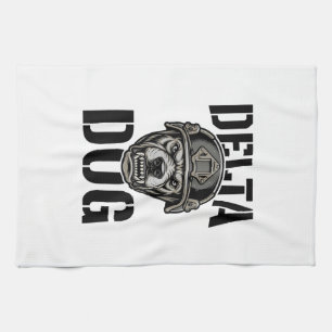 Delta Dog Bulldog Helm Vintage Gravure Ontwerp_ Theedoek