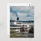 DELTA QUEEN RIVERBOAT STEAMBOAT WATERVERF ART BRIEFKAART (Voorkant / Achterkant)