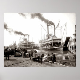 Delta Queen rivierboot wordt geladen New Orleans  Poster