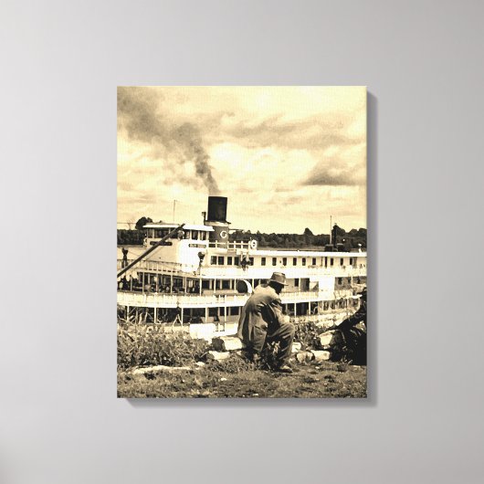 Delta Queen Steamboot Mississippi River Art Canvas Afdruk (Voorkant)