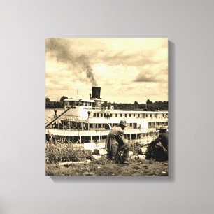 Delta Queen Steamboot Mississippi River Art Canvas Afdruk