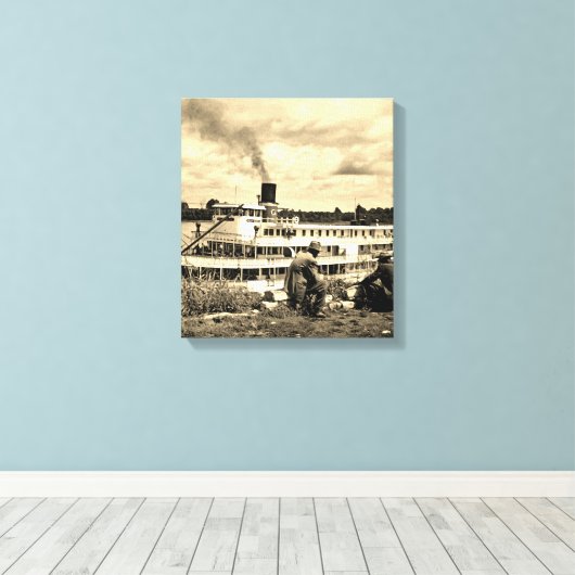 Delta Queen Steamboot Mississippi River Art Canvas Afdruk (Insitu (Houten vloer))