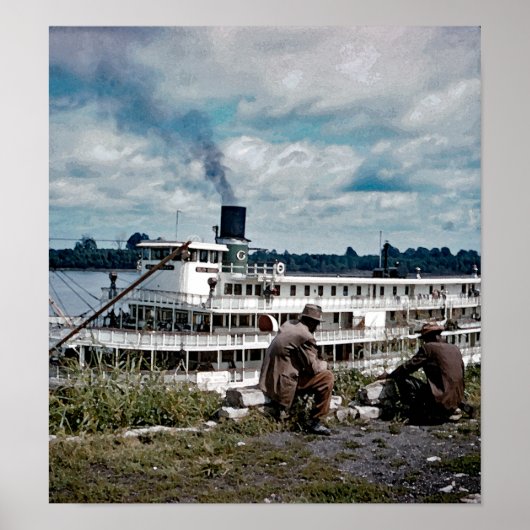 Delta Queen Steamboot Mississippi River Art Poster (Voorkant)