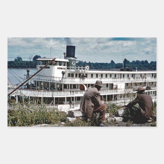 Delta Queen Steamboot Mississippi River Art Rechthoekige Sticker (Voorkant)