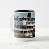 Delta Queen Steamboot Mississippi River Art Tweekleurige Koffiemok (Voorkant links)