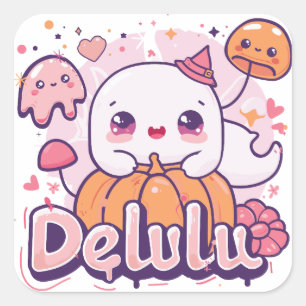 Delulu   ExDesigner   Halloween Vierkante Sticker