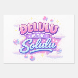 Delulu Is de Solulu – Schattige Kawaii Esthetiek Inpakpapier Vel
