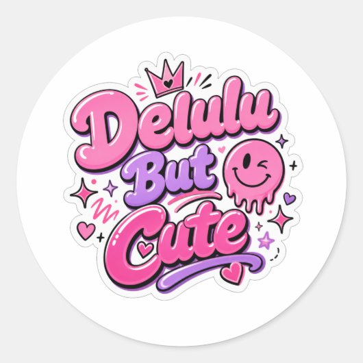 Delulu Maar Schattig Ronde Sticker (Voorkant)