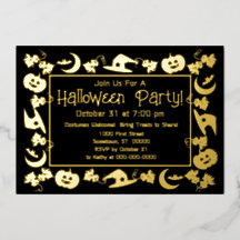 Delux Folie & Zwarte Halloween Feest Uitnodiging