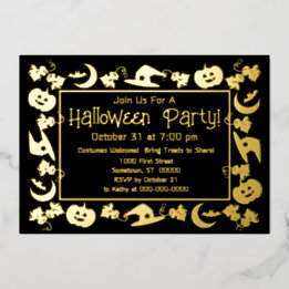 Delux Folie & Zwarte Halloween Feest Uitnodiging