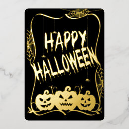 Delux Happy Halloween Jack O Lanterns Folie Feestdagenkaart