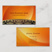 Deluxe Abstract Sinaasappel & Gold Damask-Visiteka Visitekaartje (Voorkant / Achterkant)