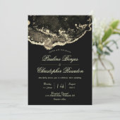 Deluxe Black en Gold Wedding Kaart (Staand voorkant)