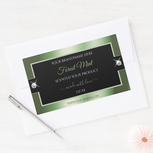 Deluxe Black Forest Green Brilliants Productlabel Rechthoekige Sticker (Envelop)