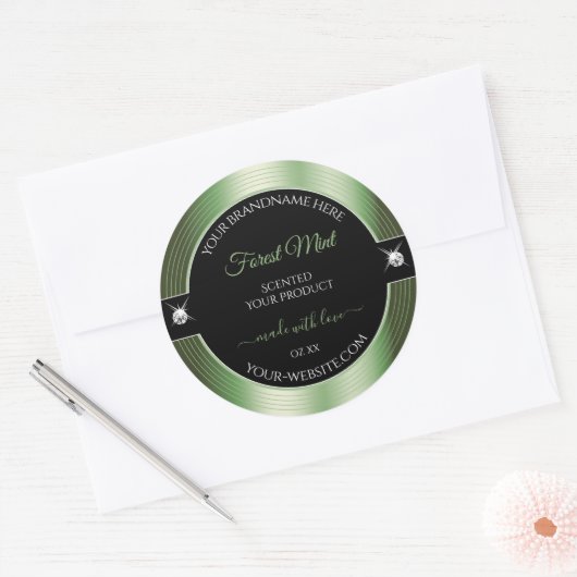 Deluxe Black Forest Green Brilliants Productlabel Ronde Sticker (Envelop)