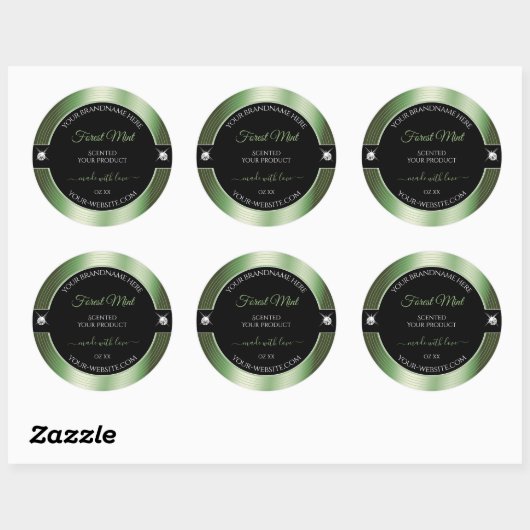 Deluxe Black Forest Green Brilliants Productlabel Ronde Sticker (Vel)
