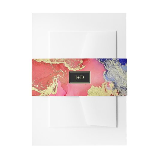 Deluxe Black Paars Gold Red Wedding Uitnodigingen Wikkel (Voorkant Voorbeeld)