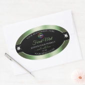Deluxe Black Shiny Forest Green Logo Productlabel Ovale Sticker (Envelop)