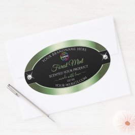 Deluxe Black Shiny Forest Green Logo Productlabel Ovale Sticker