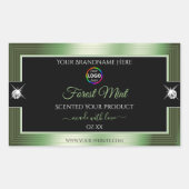 Deluxe Black Shiny Forest Green Logo Productlabel Rechthoekige Sticker (Voorkant)