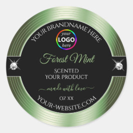 Deluxe Black Shiny Forest Green Logo Productlabel Ronde Sticker
