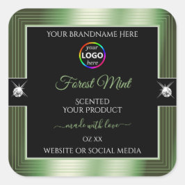 Deluxe Black Shiny Forest Green Logo Productlabel Vierkante Sticker