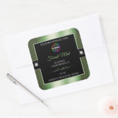 Deluxe Black Shiny Forest Green Logo Productlabel Vierkante Sticker (Envelop)